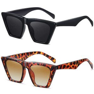 JASPIN Cat Eye Sunglasses Women Trendy - 2 Pack Vintage Square Cateye